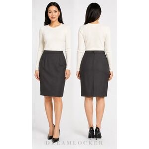 Giorgio Armani Le Collezioni Virgin Wool Black Pencil Skirt Career‎ Italy 6